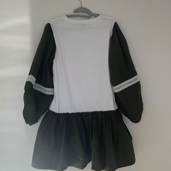 Nwt - Tanya Taylor Kristie Mini Dress in Olive Green and White - Picture 6 of 6